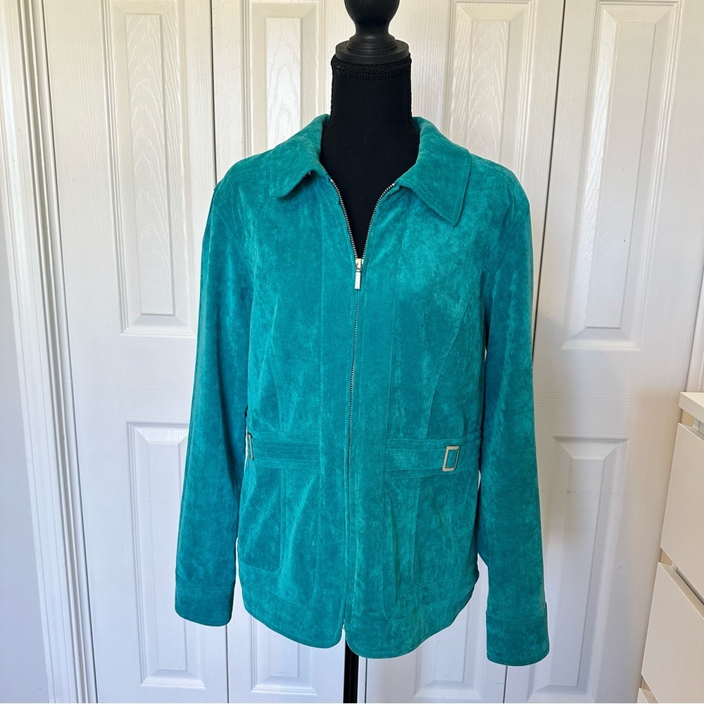 Christopher & Banks Teal Corduroy Jacket Size M Zip Front Women’s